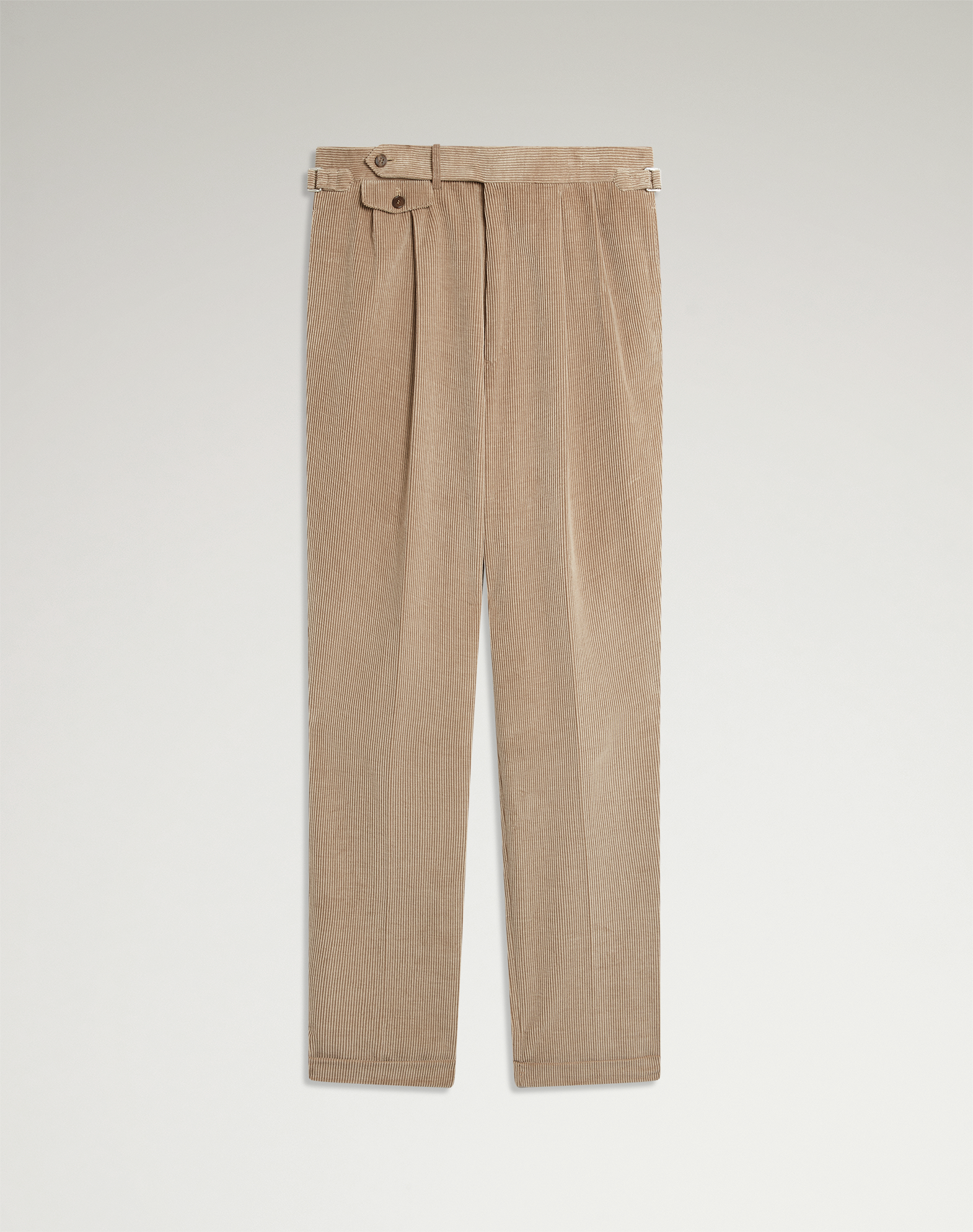 Dunhill Cotton Cashmere Corduroy Double Pleated Trouser In Sand