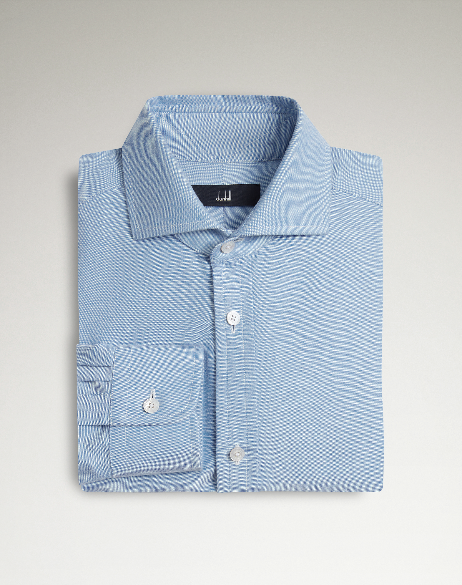 Dunhill Cotton Cashmere Oxford Long Sleeve Spread Collar Shirt In Blue