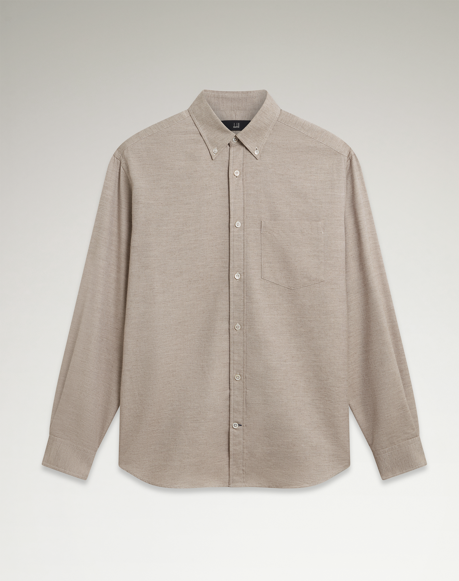 Dunhill Cotton Cashmere Long Sleeve Button Down Shirt With Pocket In Brown