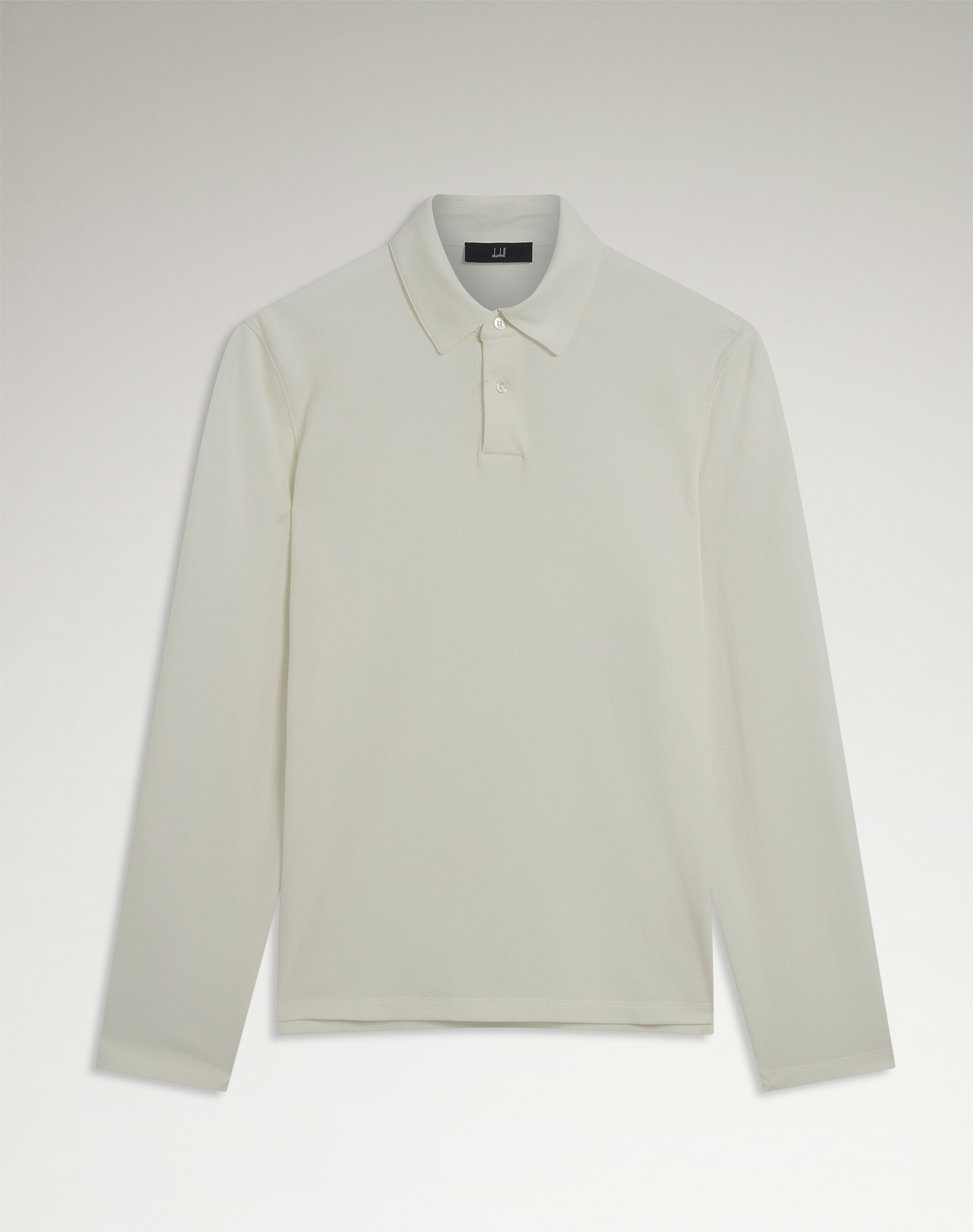 Dunhill Cotton Silk Pique Long Sleeve Polo In White