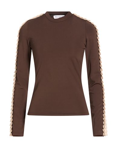 Jw Anderson Woman T-shirt Dark Brown Size Xs Polyamide, Polyester, Elastane In Brown