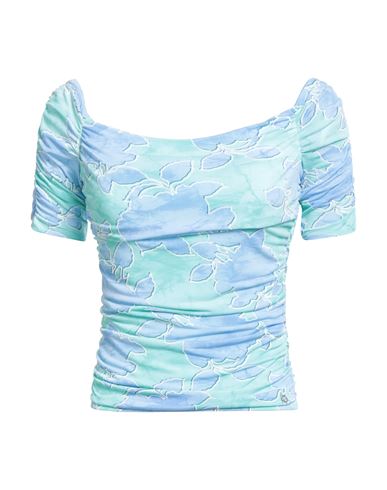 Guess Woman Top Sky Blue Size S Polyester, Elastane