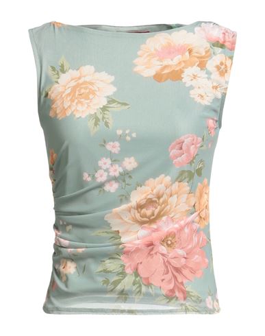 Guess Woman Top Sage Green Size M Polyester, Elastane In Blue