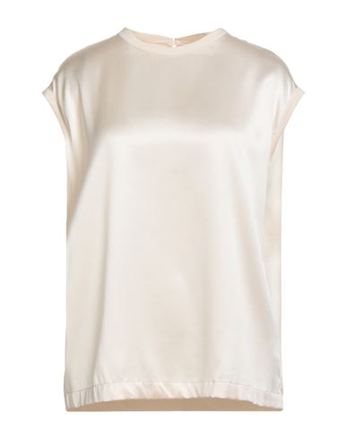 Brunello Cucinelli Woman Top Cream Size L Silk, Elastane, Ecobrass In White