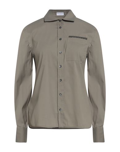 Brunello Cucinelli Woman Shirt Military Green Size M Cotton, Polyamide, Elastane, Ecobrass In Green