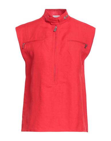 Burberry Woman Top Red Size 8 Paper, Viscose In Red