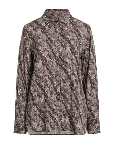 0039 Italy Woman Shirt Khaki Size Xl Viscose In Brown