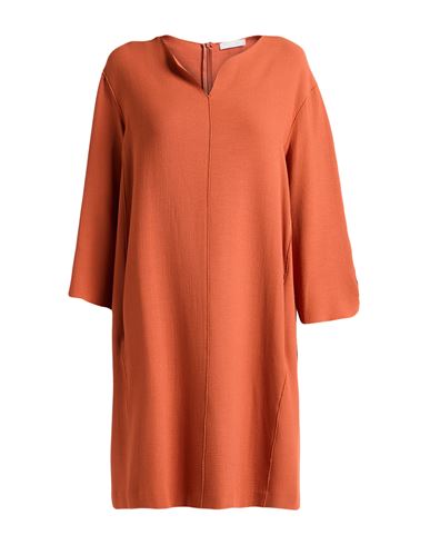 Antonelli Woman Mini Dress Rust Size 14 Virgin Wool, Viscose In Red
