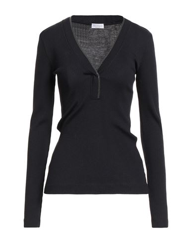 Brunello Cucinelli Woman Top Midnight Blue Size Xxl Wool, Ecobrass In Blue