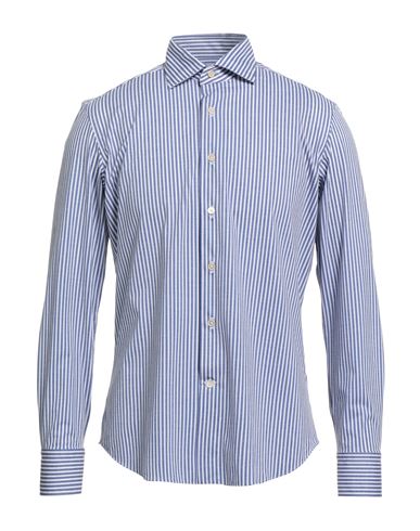 Alessandro Gherardi Man Shirt Blue Size 16 Polyamide, Polyester, Elastane In Blue