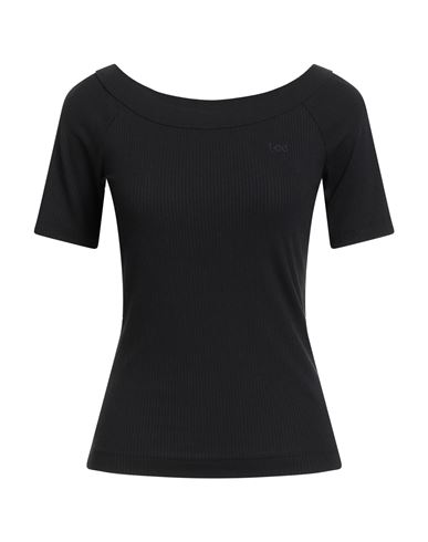 Lee Woman T-shirt Black Size L Polyester, Viscose, Elastane