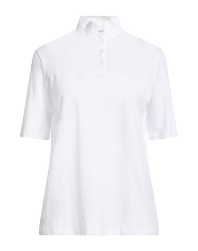 Gran Sasso Woman Polo Shirt White Size 16 Cotton, Elastane, Polyamide In White