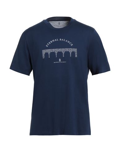 Brunello Cucinelli Man T-shirt Navy Size L Cotton In Blue