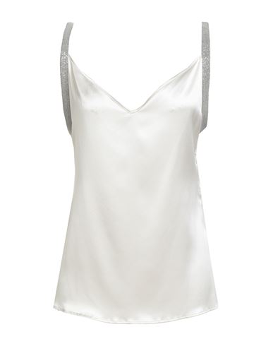 Fabiana Filippi Satin Top With Metallic Strap Detail In White