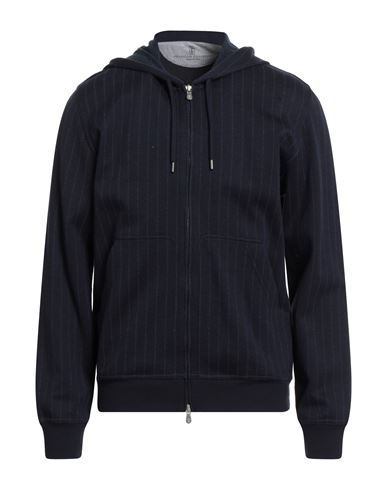 Brunello Cucinelli Man Sweatshirt Midnight Blue Size Xxl Cotton, Cashmere, Silk, Elastane In Blue