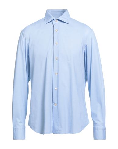 Alessandro Gherardi Man Shirt Light Blue Size 17 ½ Polyamide, Polyester, Elastane In Blue