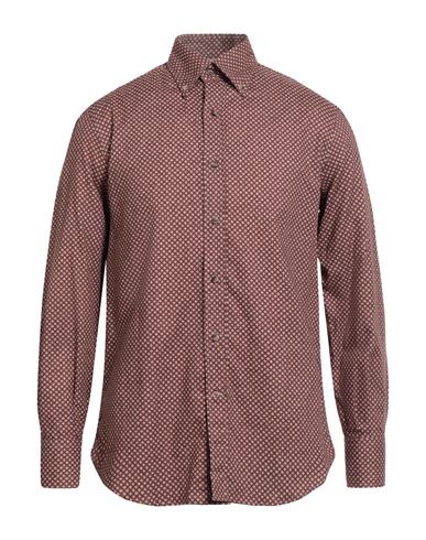 Brunello Cucinelli Man Shirt Brick Size Xxl Cotton In Burgundy
