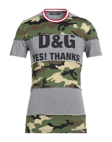 Dolce & Gabbana Man T-shirt Military Green Size 32 Cotton, Elastane In Green