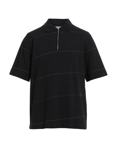 Burberry Striped Logo Embroidered Polo Shirt In Black