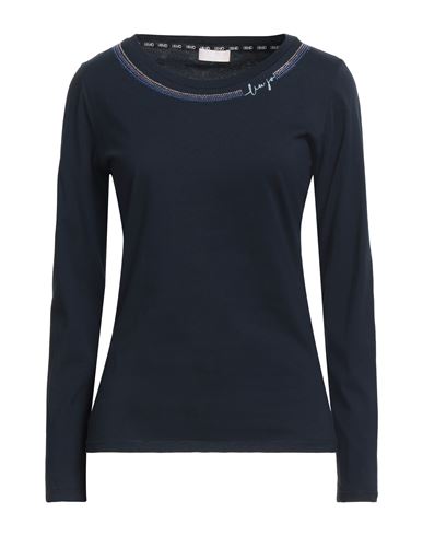 Liu •jo Woman T-shirt Midnight Blue Size L Cotton In Blue