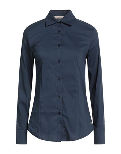 No-nà Woman Shirt Navy Size L Cotton, Polyamide, Elastane In Blue