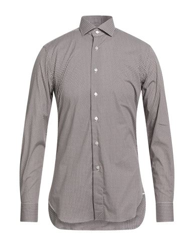 Xacus Man Shirt Light Brown Size 17 Cotton, Elastane In Gray