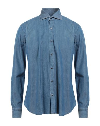 Barba Napoli Dandy Life Man Denim Shirt Blue Size 16 ½ Cotton In Blue