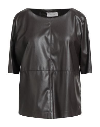 Souvenir Woman Top Dark Brown Size M Polyurethane, Polyester In Brown