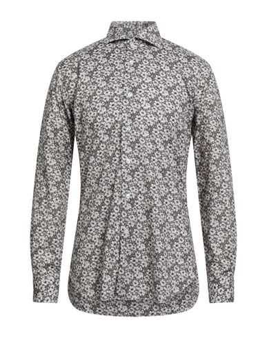 Barba Napoli Man Shirt Brown Size 16 Cotton In Gray