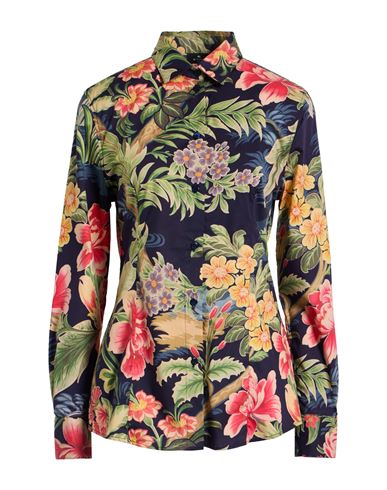 Etro Woman Shirt Navy Size 10 Cotton, Elastane In Multi