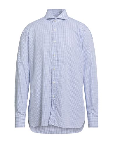 Luigi Borrelli Napoli Man Shirt Blue Size 17 Cotton In Blue