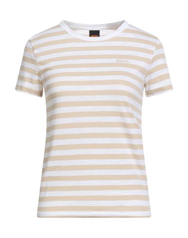 Hugo Boss Boss Woman T-shirt Beige Size M Cotton In Neutral