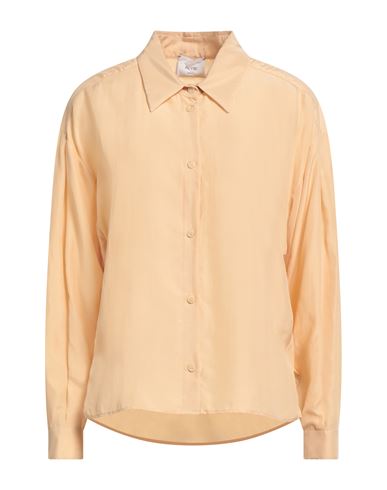 Alysi Crème Woman Shirt Apricot Size 6 Silk In Orange
