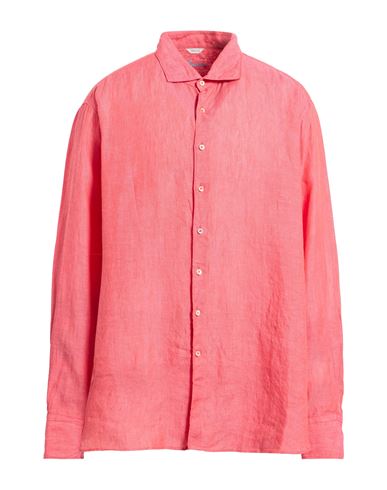 Stenströms Man Shirt Coral Size 3xl Linen In Red