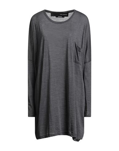 Isabel Benenato Woman T-shirt Charcoal Size 4 Virgin Wool, Polyamide In Gray