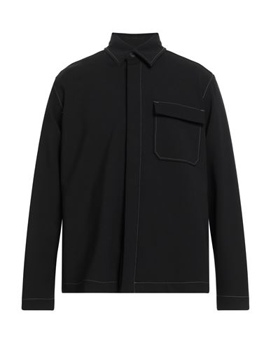 Soulland Man Shirt Black Size L Wool, Elastane