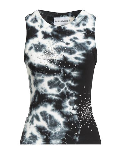 Des_phemmes Woman Tank Top Black Size 6 Cotton, Elastane, Glass, Metal, Polyester In Brown