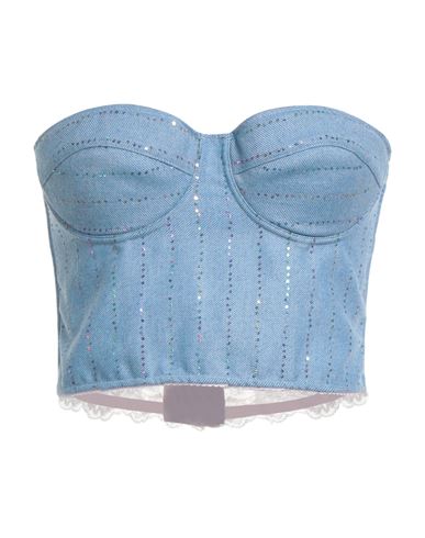 Des_phemmes Woman Top Light Blue Size M Wool, Polyester, Polyamide, Viscose In Blue