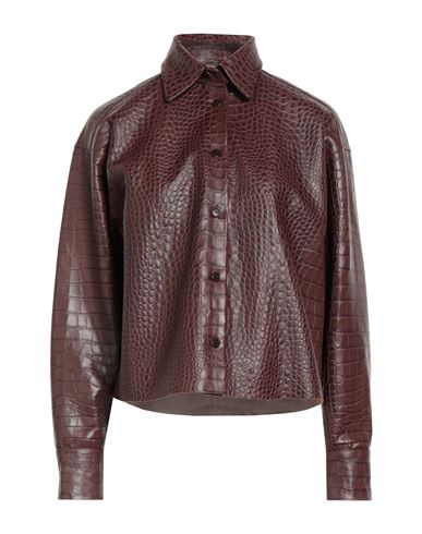Ermanno Scervino Woman Shirt Brown Size 4 Lambskin In Brown