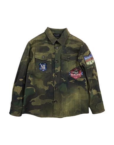 Monnalisa Toddler Boy Shirt Military Green Size 6 Cotton, Elastane In Green