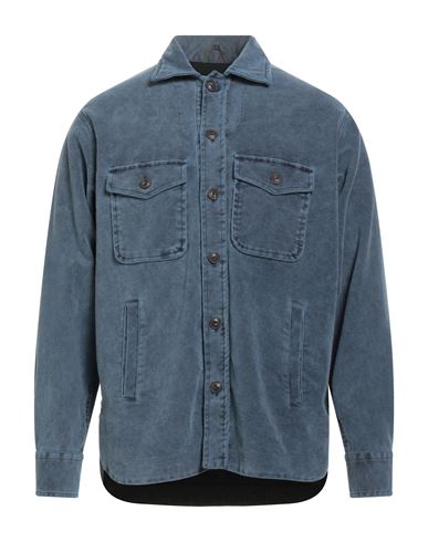 Tintoria Mattei 954 Man Shirt Slate Blue Size M Cotton, Elastane In Blue