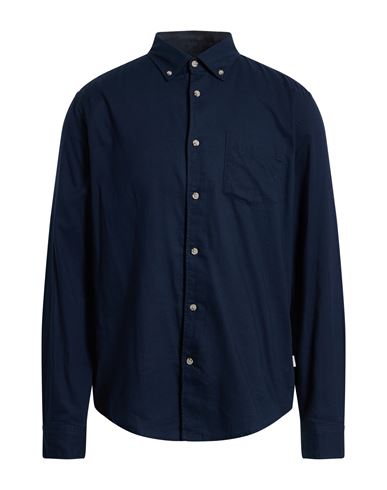 Woolrich Man Shirt Navy Size L Cotton In Blue