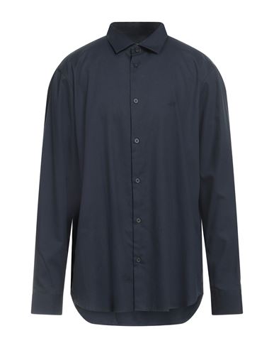 Armani Exchange Man Shirt Navy Size Xxl Cotton In Blue