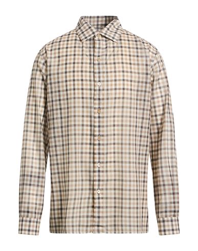 Agnona Man Shirt Khaki Size 44 Wool, Silk In Burgundy