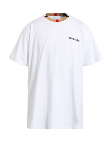 Burberry Check Round Collar T-shirt In White