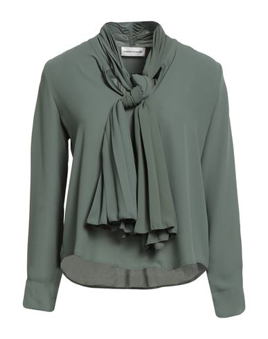 Sandro Ferrone Woman Shirt Military Green Size 6 Polyester In Gray