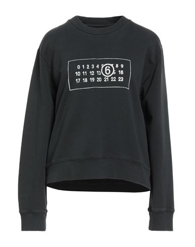 Mm6 Maison Margiela Woman Sweatshirt Charcoal Size Xl Cotton In Gray