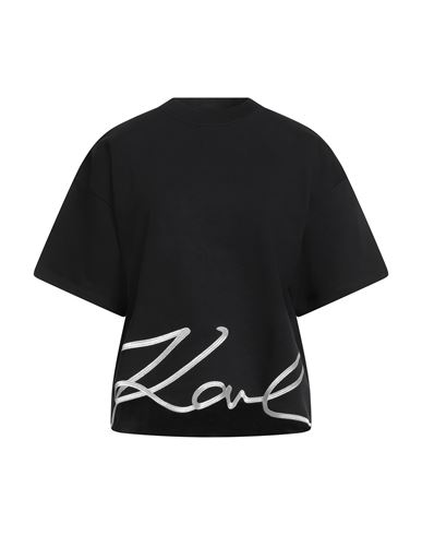 Karl Lagerfeld Karl Signature Hem T-shirt Woman T-shirt Black Size S Organic Cotton In Black