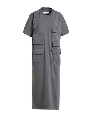 Mm6 Maison Margiela Woman Midi Dress Lead Size L Cotton In Gray