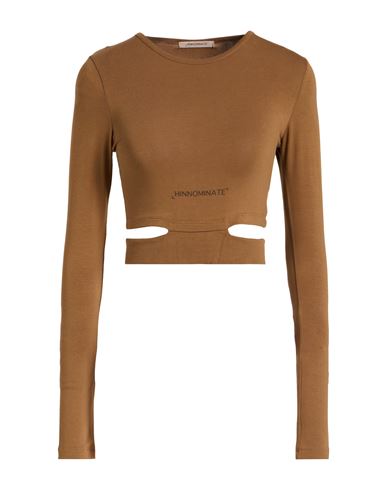 Hinnominate Woman T-shirt Light Brown Size Xxs Cotton, Elastane In Brown